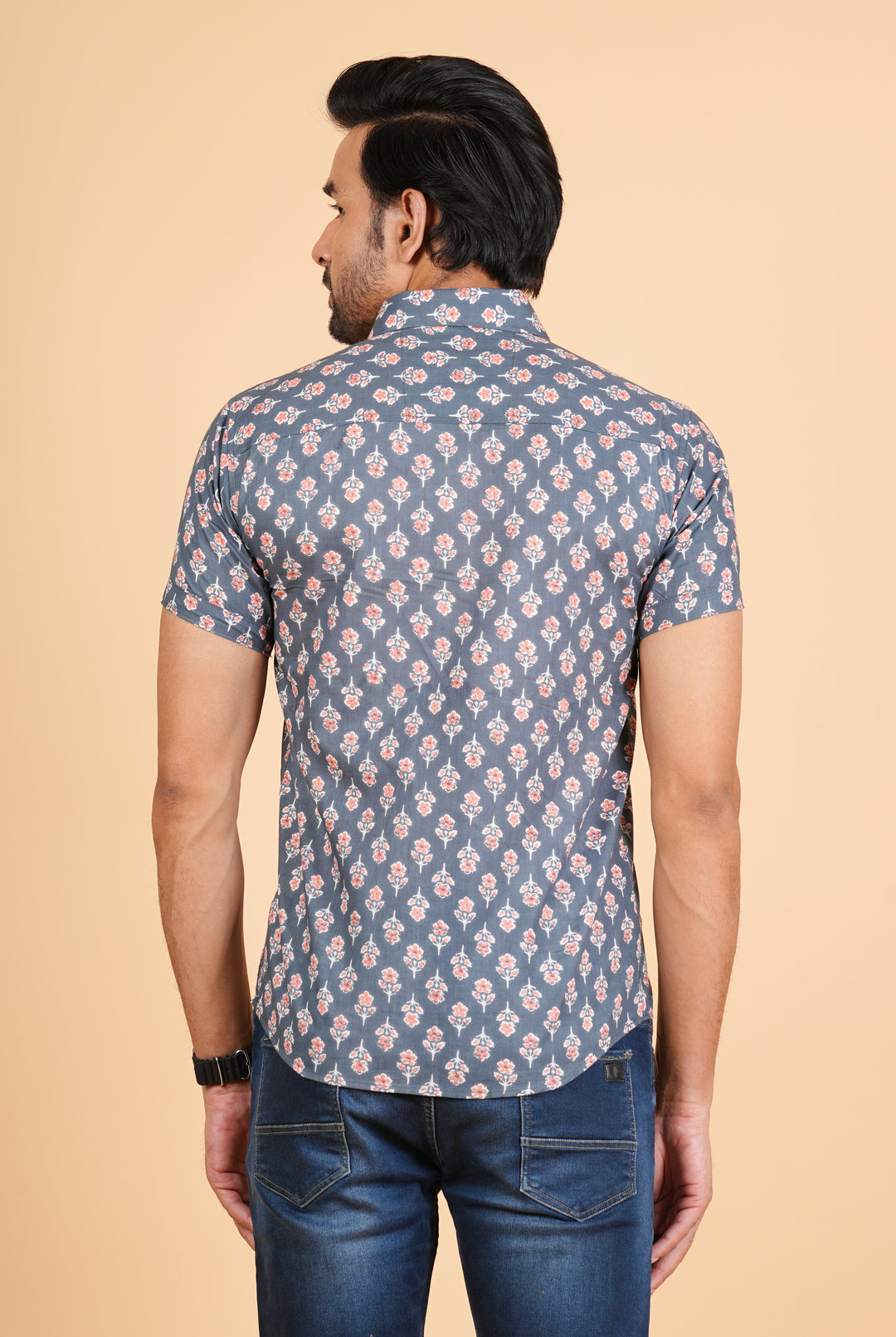 Pure Cotton hand Block Printed Half Sleeve Shirt , Jaipuri Style